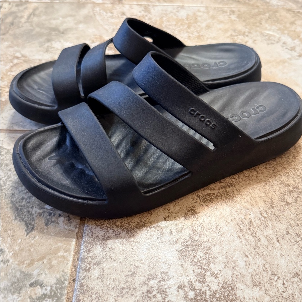 CROCS Black Triple Strap Sandals
